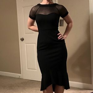 Illusion Neck Black Dress